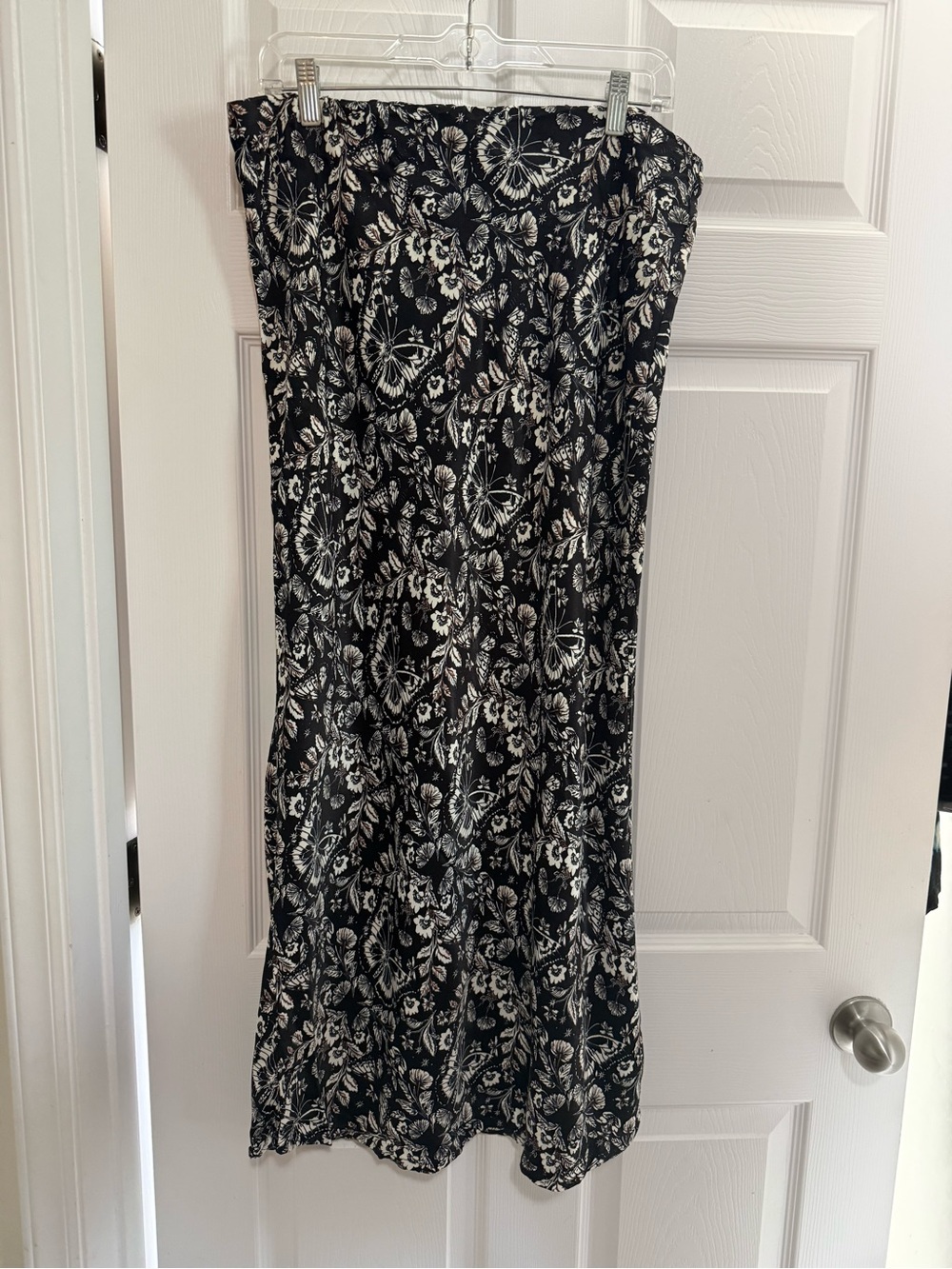 Anthropologie Black and White Floral Butterfly Skirt